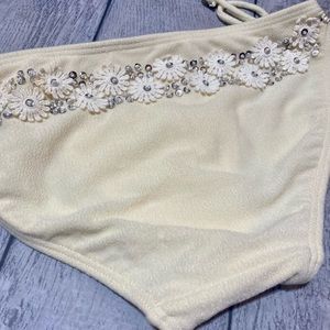 Juicy Couture Angel Daisy swim bottoms, Ivory, Sml